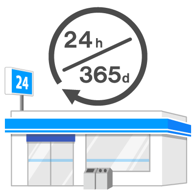 コンビニなら24時間可能